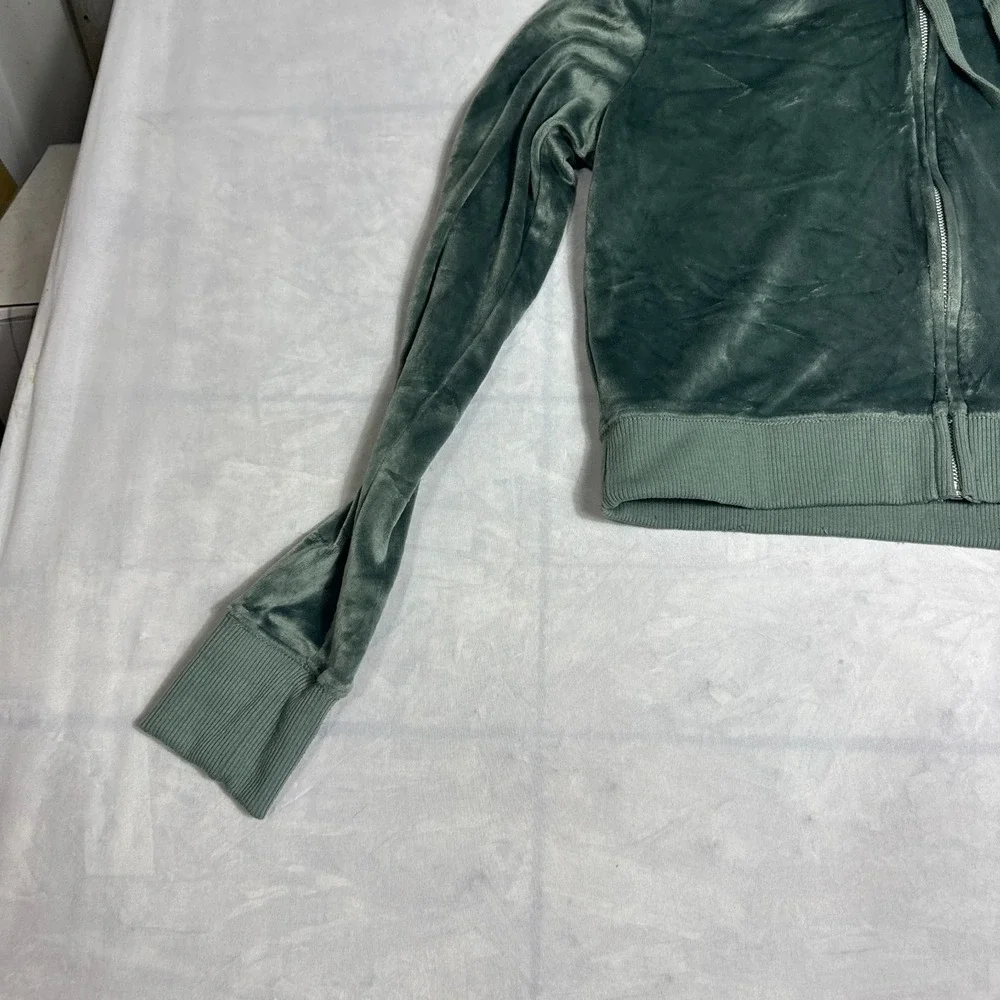 Aerie Womens Real Good‎ Cropped Full-Zip Hoodie Olive Green Long Sleeve Size S
